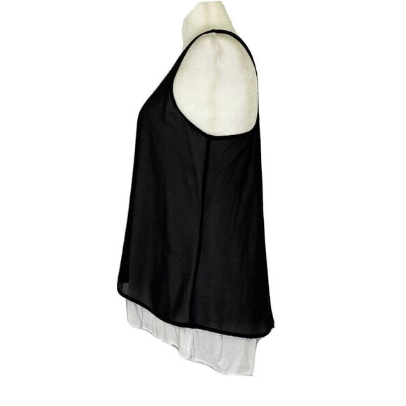 Bar III Women's size Medium 2 Layer High Low Tank Top Racer Back Zip Black White - Picture 2 of 7